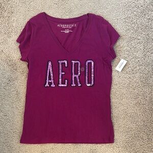 Aeropostale Women's Purple V-Neck Top